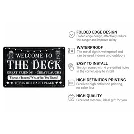 Generic Welcome to the Deck Deck Metal Tin Sign Backyard Accessories Decor Outdoor Vintage Metal Tin Signs Farmhouse Part Patio Porch Home Wall Decorations 8x12 Inches