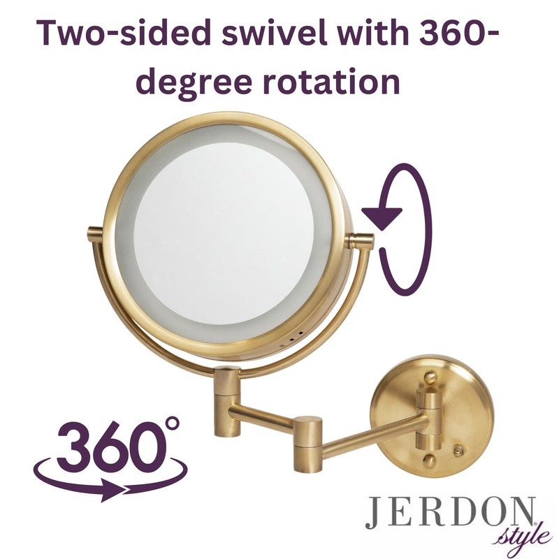 JERDON Wall-Mounted Magnifiying Makeup Mirror with Lights - Direct Wire