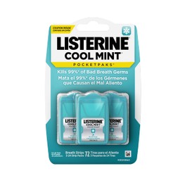 Listerine Listerine Cool Mint Pocketpaks Breath Strips Kills Bad Breath Germs, 24-Strip Pack, 3 Pack