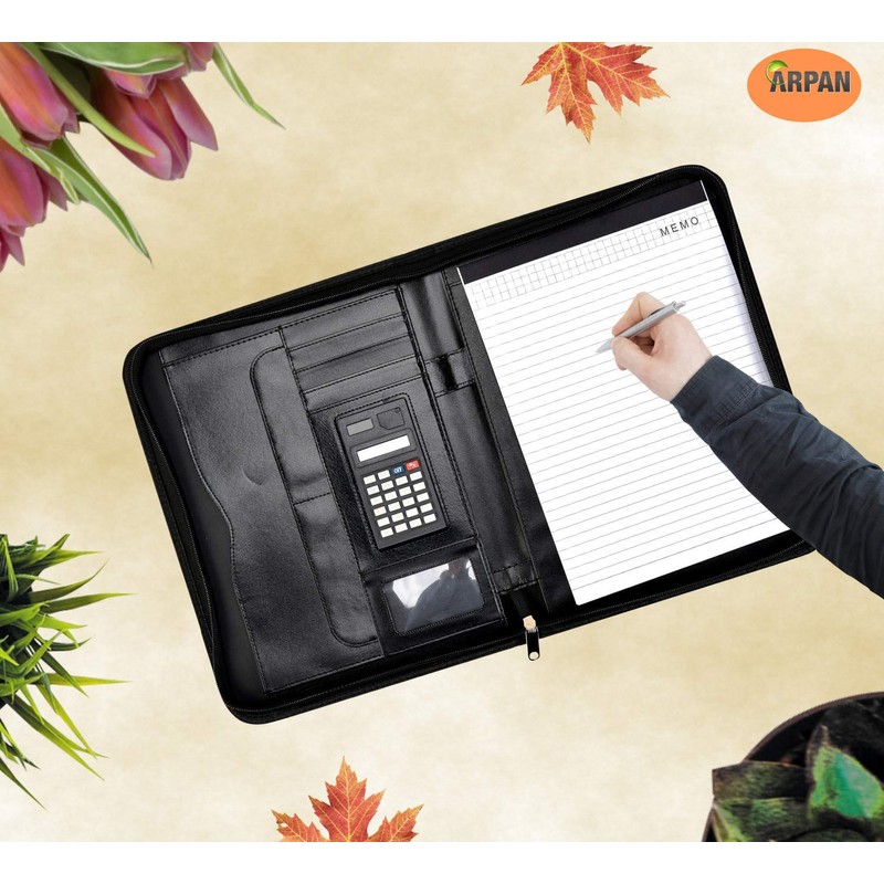 Arpan Pink Deluxe A4 Zipped Conference Folder with Calculator &