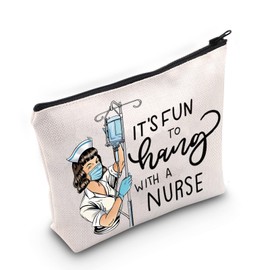 LEVLO Funny Micu Sicu Cvicu Cticu Care Nurse Cosmetic Make Up Bag ICU Nurse Gift It's Fun To Hang With A Nurse Emergency Nurse Makeup Zipper Pouch Bag, With A Nurse, Cosmetic Bag