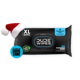 DUDE Wipes - Flushable Wipes Stocking Stuffers - 1 Pack, 48 Count - Unscented - Vitamin-E & Aloe - Septic and Sewer Safe