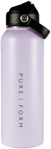 Pure Form Botella Térmica 1.2 lt - Termo de Acero Inoxidable  Incluye Popote Extraíble y limpiador (Lila)