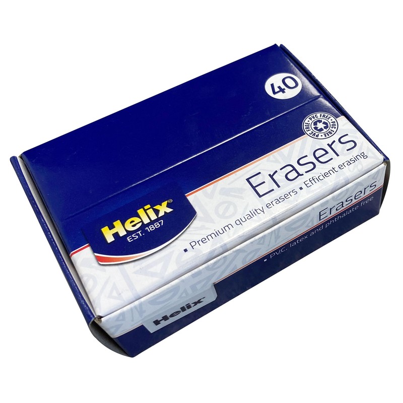 Helix Small White Classic Erasers (Box of 40), 34MM
