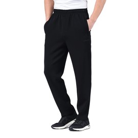 Zoulee New Men's Classic Drawstring-Waist Jogger Pants Sweatpants with Zipper Fly Black L