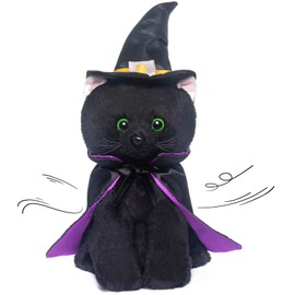 My OLi Plush Black Cat Stuffed Animals Soft Plush Black Cat Toys with Witch Hat and Cloak Cat Plush Toys Gifts for Kids Party Decoration