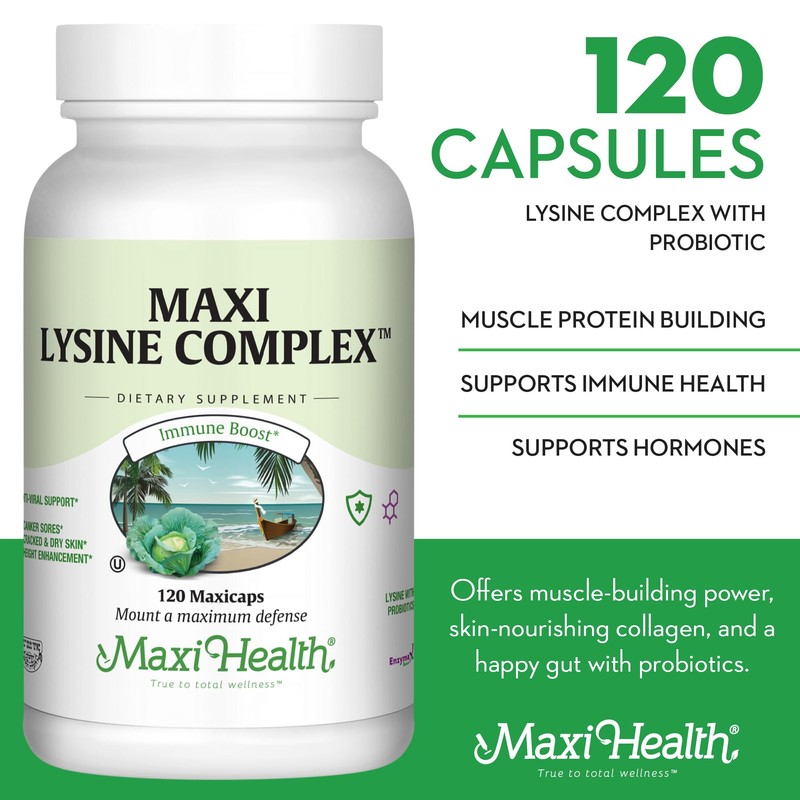 Maxi Health Lysine Complex with Probiotics - L-Lysine 1000mg for