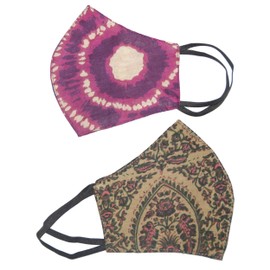 Vintage/Tiedye Print Face Mask:4pcs/pkt