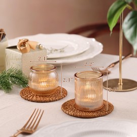 NITIME 24pcs Ribbed Assorted Gold Votive Candle Holders for Table Centerpiece, Tea Lights Candle Holder Glass, Gold Candle Holders for Wedding Table Decor, Party and Holiday Decorations
