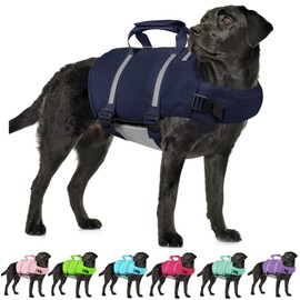 AOFITEE Dog Life Jacket High Flotation, Dog Life Vest for Swimming, Reflective Medium Dog Swimming Vest, Adjustable Dogs Swimsuit Lifesaver with Zipper and Rescue Handle for Small Medium Large Dogs