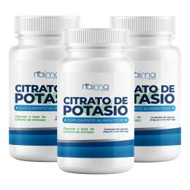 Citrato Potasio 500mg - 3 Frascos - 100 Cápsulas