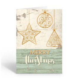 Stonehouse Collection Rustic Merry Christmas Cards - 12 Holiday Boxed Cards & Envelopes - Traditional - USA Made