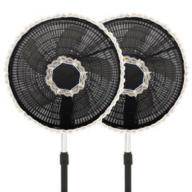 Kingshion 2 Pack 14-16 Inches Fan Safety Protection Cover, Finger Protect Fan Net Guard, Damp-Proof Cover for Pedestal Fan, Summer Washable Dustproof Safety Fan Protection- Black
