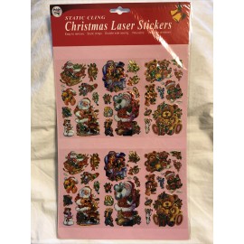 Pride 266 VTG Christmas Static Cling Sticker Lot 80s Metallic Prism Santa Scrapbook