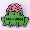 Brain Frog Enamel Pin - Funny Green Frog with Brain
