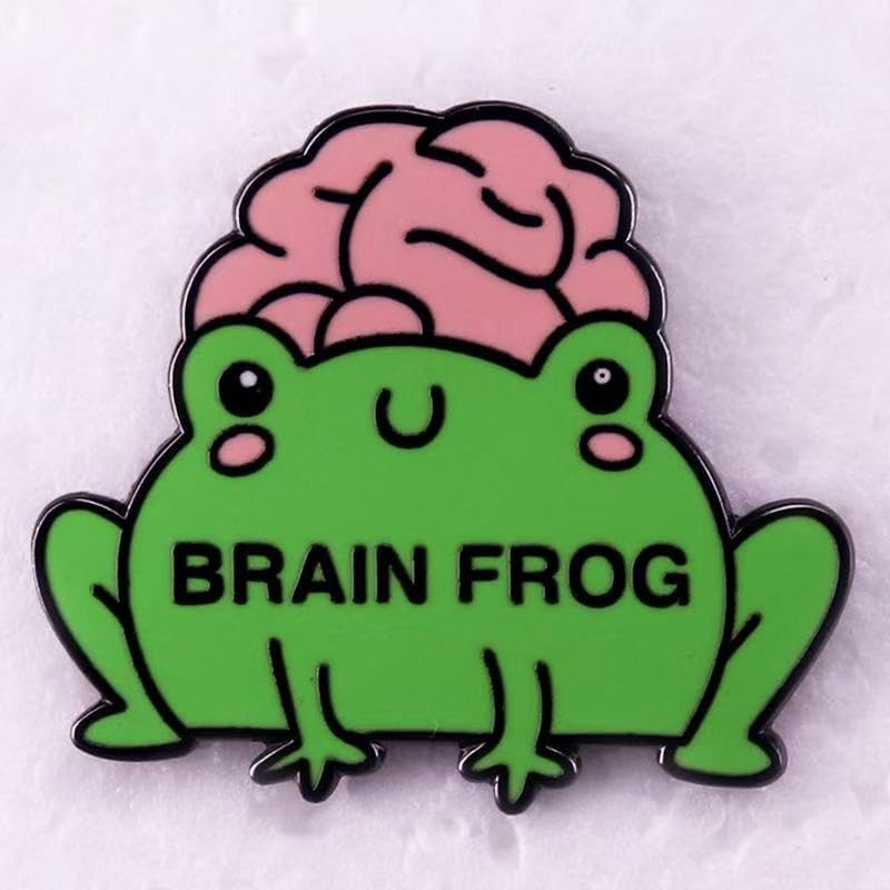 Brain Frog Enamel Pin - Funny Green Frog with Brain