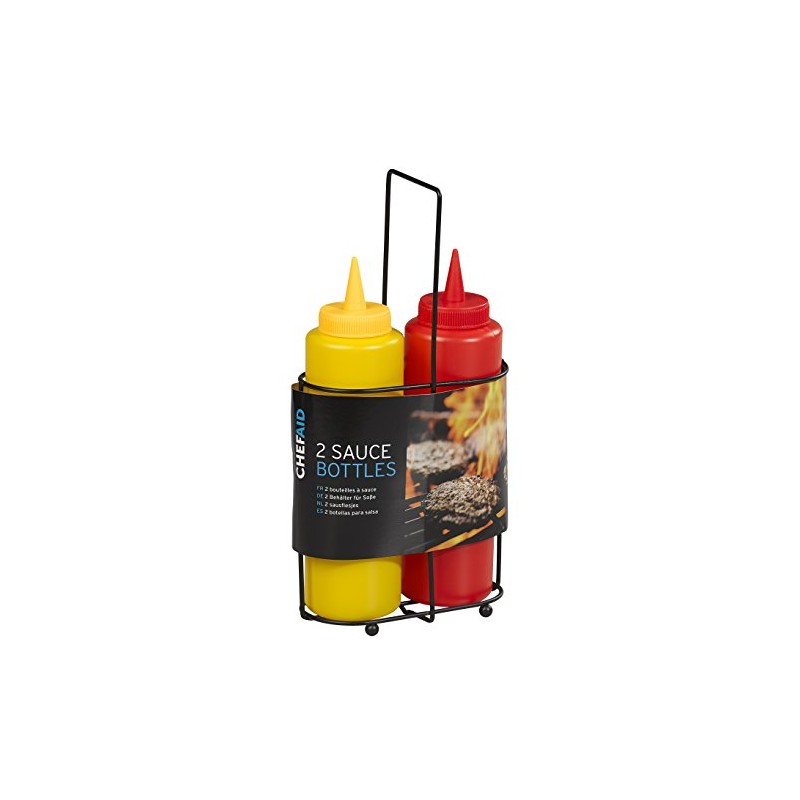 Chef Aid Sauce Bottles in Stand, Multi-Colour,10E11386