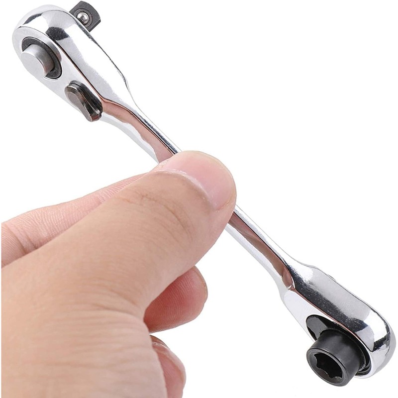 Silver Ratchet Wrench 1/4 Inch Mini Double Head 72 Teeth