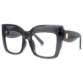 Zeelool Vintage Oversized Thick Cat Eye Glasses for Women with Non-prescription Clear Lens FP0668-14 Gray