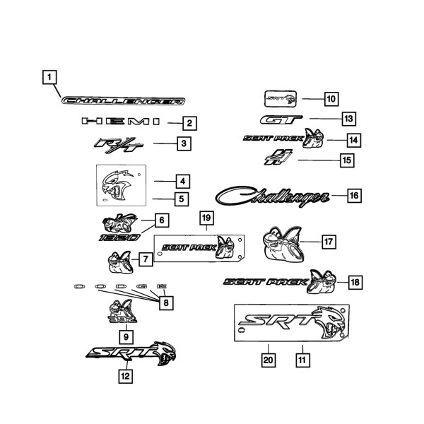 Mopar Genuine Mopar Hellcat Nameplate Left 68564505AA