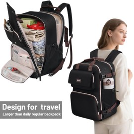 40L Large Carry on Backpack for Men Women, Flight Approved Travel Backpack fits 17.3" Laptop, Personal Item Travel Bag for Work Business Trip Overnight, Black