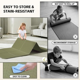 LVME Foldable Yoga Mat,（75"x31.5"）Extra Large Travel Mat