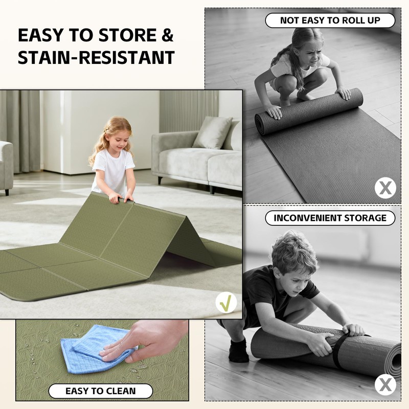 LVME Foldable Yoga Mat,（75"x31.5"）Extra Large Travel Mat