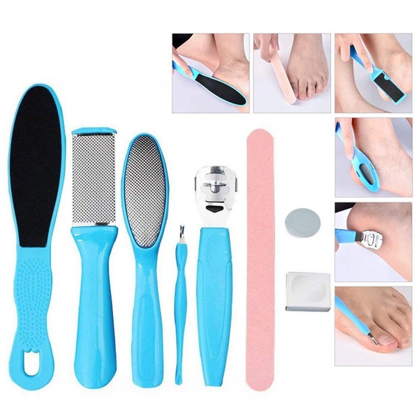 LHKJ 8 in 1 Pedicure Kit Foot File Callus Remover, Stainless Steel Dead Skin Remover for Household Foot Care