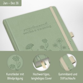 Häfft® Weekly Note Calendar 2026 A5 "Fine Flowers" Book Calendar, Planner Note Timer, Appointment Planner, Weekly Calendar, Organiser, Appointment Calendar with Pocket - Sustainable & Climate Friendly