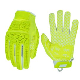 Seibertron Lineman 2.0 Padded Palm Football Receiver Gloves, Flexible TPR Impact Protection Back of Hand Glove Adult Sizes Fluo Green M