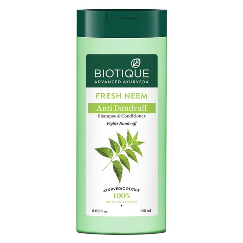 Biotique Bio Neem Margosa Champú y acondicionador anticaspa, 180 ml