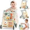 WOODMAM Wooden Baby Walker, Adjustable Speed Baby Push Walker for