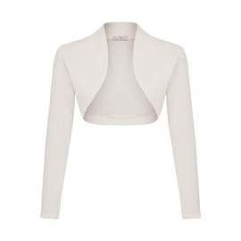 DANAEST Women's Bolero Long Sleeve Festive Blazer Cardigan Shoulder Jacket Cardigan Top (653), beige