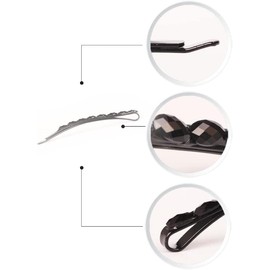 2 Pcs Black Rhinestone Barrettes,Crystal Diamond Bobby Pin,Shiny Hair Pin,Sparkly Hair Decoration for Women Clip Bangs Metal Hair Clip Hair Pins