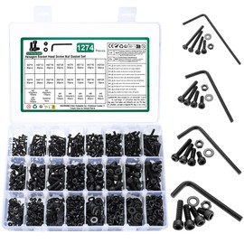 12.9 Carbon Steel Hex Bolts Nuts Set, Cylinder Head Screws with Nuts Set, Hexagon Socket Screws and Nuts Set with Washers, Machine Screws Assortment M2//M3/M4/M5