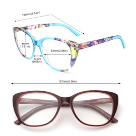 eyeezi Cat Eye Reading Glasses for Women-Blue Light Reading Glasses for Women Readers with Flexible Spring Hinges, Anti-Glare Readers 3.5+