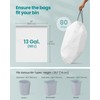 SONGMICS Trash Bags for 13-Gallon (50 L) Trash Cans, 80