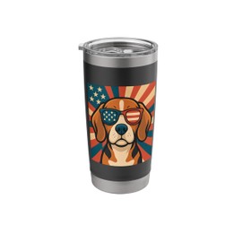 Beagle in Sunglasses Retro USA Flag Dog Lover Patriotic Stainless Steel Insulated Tumbler