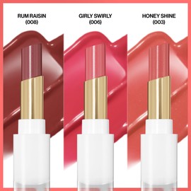 REVLON Super Lustrous Glass Shine Balm Gift Set, 3-Piece, Lipstick Multipack, Hydrating Tinted, Sheer Glossy Finish, 003 Honey Shine, 008 Rum Raisin, 006 Girly Swirly