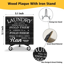 Laundry Decor Wood Sign with Stand - Laundry Room Sign, Housewarming Gift New Home Gift for Women, Funny Bathroom Home Desk Decor Plaque Laundry Accessories -42