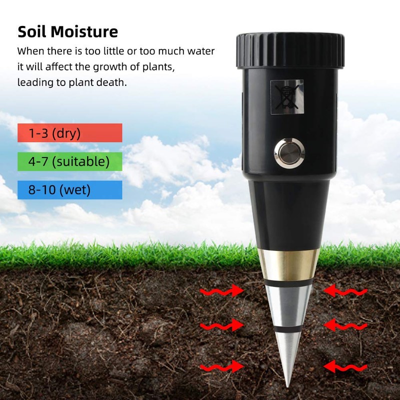 KKnoon Soil Meter, Soil Meter, 2-in-1, Soil PH/Moisture Meter, Waterproof,