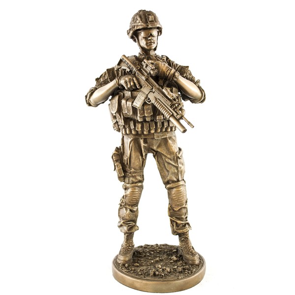 YTC Metal Tone Reporting Detail Fighting Soldier with Gun Statue Display