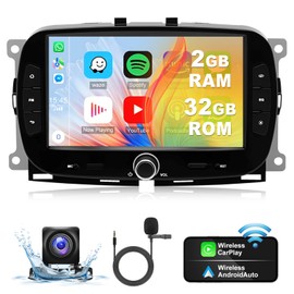 Android 13.0 Double Din Car Stereo - 7 Inch Touch Screen Car Radio Android Auto CarPlay Car Audio Multimedia Receiver with GPS ＆ Backup Camera Bluetooth for Fiat 500 2016-2019