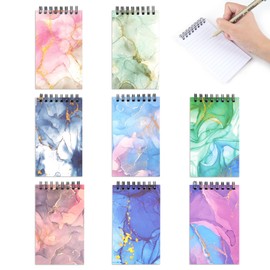 Maxmoc Spirale Notizblöcke,8 Stück Mini Notizblöckes A7,Notizblöckes Klein,Notizblöcke Liniert mit Spiralbindung für Memos Büro Schule Zuhause (marble)