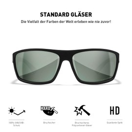 Wiley X WX Peak Men's Sunglasses Mirrored Sunglasses Ideal for Outdoor Activities Sports 100% UVA/UVB Protection, Silver Flash Glasses | Matt Black Frame