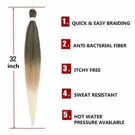 ShowCoco Braiding Hair Pre Stretched 32 Inches -8 Packs Itch Free Synthetic Fiber Crochet Twist Braids Yaki texture Braiding Hair Extensions (32inch,1B/27/613#)