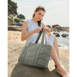 LOVEVOOK Women's Laptop Handbag, 15.6 Inch Shopper Bag, Buffer Tote Bag, Work Bag, Large Teacher Bag, Shoulder Bag, Office Bag, Briefcase, Women Handbags for University, Business, School, Green