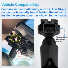 Dashcam Power Adapter 10-Pin (Model B) for Toyota, Lexus – Fits Tundra, Sienna, 4Runner & More – GPS, Radar, Mirror, Dash Cam Adapter – Connects to Auto-Dimming Port