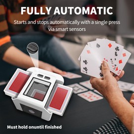 stoytto Automatic Card Shuffler 2 Deck - AUTO & Manual Mode One-Press, Low Noise, Rechargeable & Portable, Electric Shuffling Machine (Light White)
