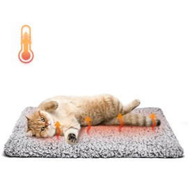 Nobleza Self Heating Cat Bed, Super Soft Thermal Dog Crate Bed Mat for Sleeping, Washable Anti-Slip Self Warming Pet Kennel Pad for Small Medium Cats Dogs Indoor Outdoor (Gray, M)